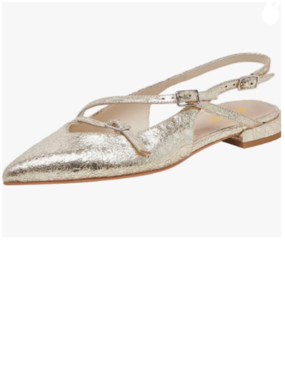 Wansseny Champagne Pointed Toe Strap Buckles Slingback Flat Sandals Comfort Shoe